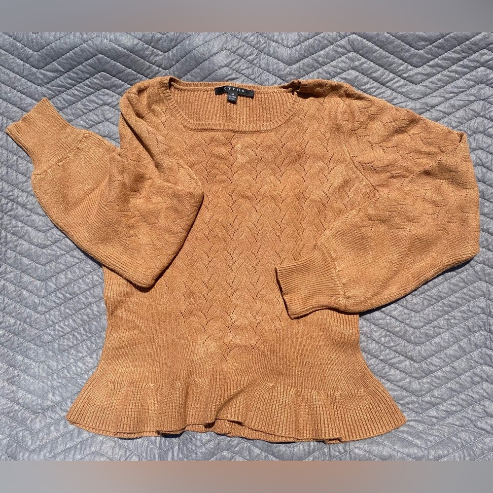 Cyrus Peplum or Ruffled Hem lightweight sweater